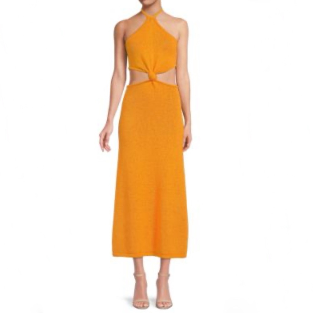 CULT GAIA Cameron Cut Out Knit Midi Dress in Marigold Size Medium